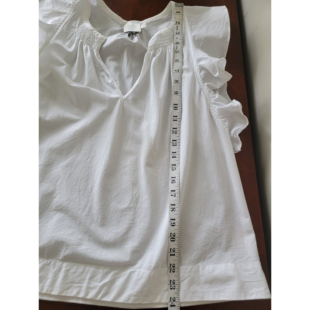 Anthropologie HD In Paris Womens 8 White Cotton Ruffle V-Neck Blouse Top Whimsy - Picture 8 of 9